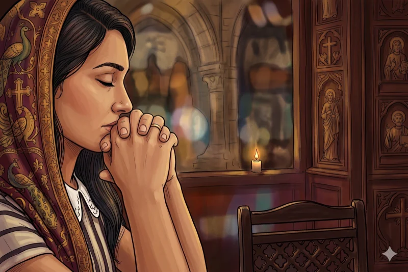 A penitent in prayer