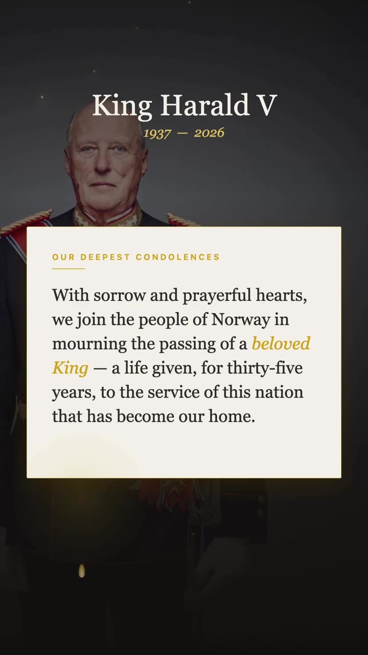 Condolence card from the parish memorial reel for King Harald V